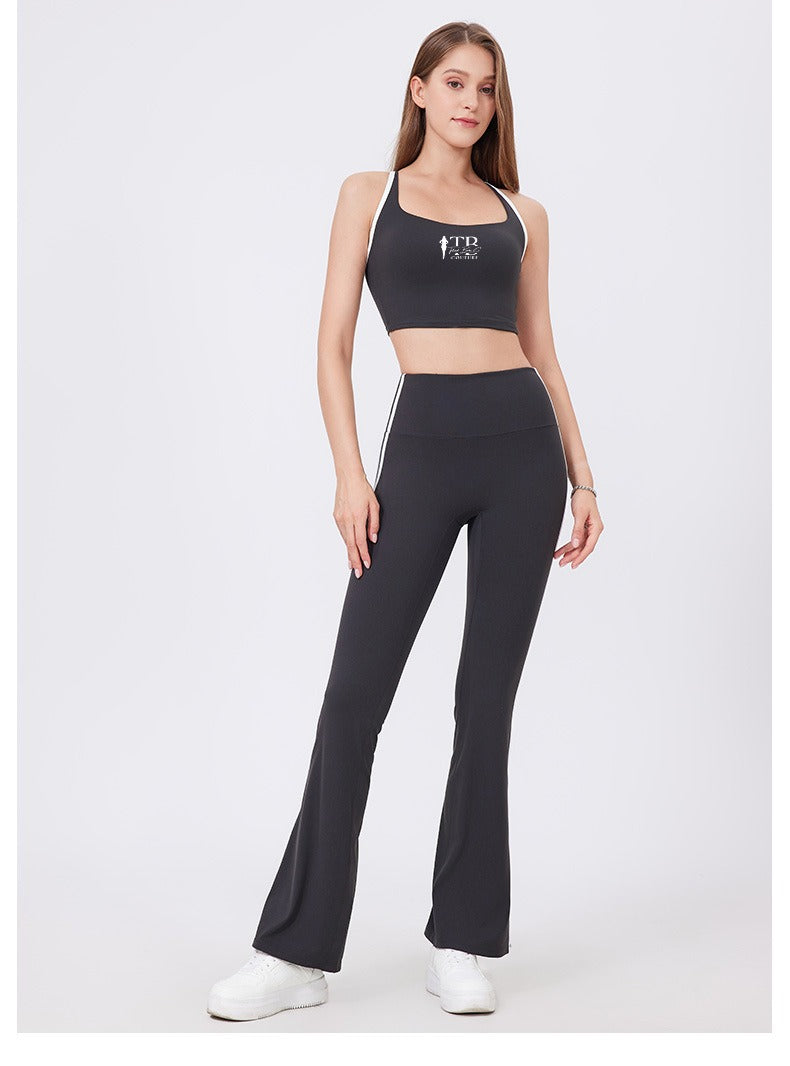 Gray Sporty Spice Sports Bra Top and Flare Legging Set