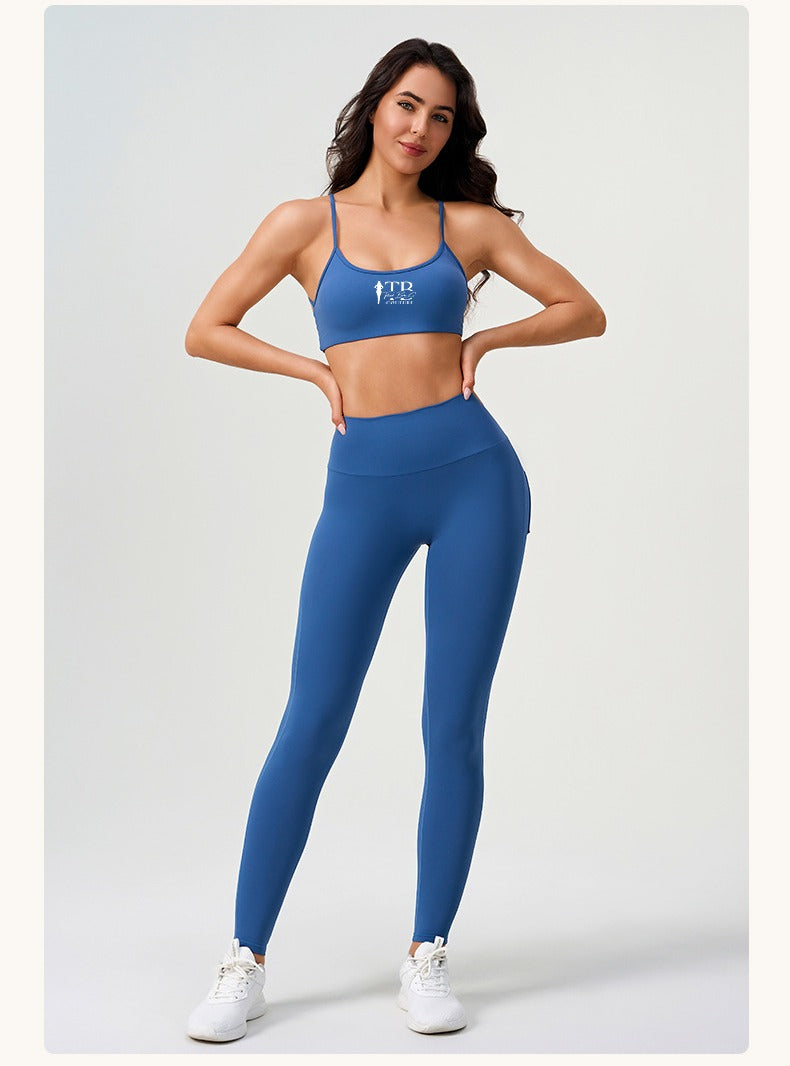 Blue Jade Sports Bra and Scrunched Butt Legging Set with Back Pockets
