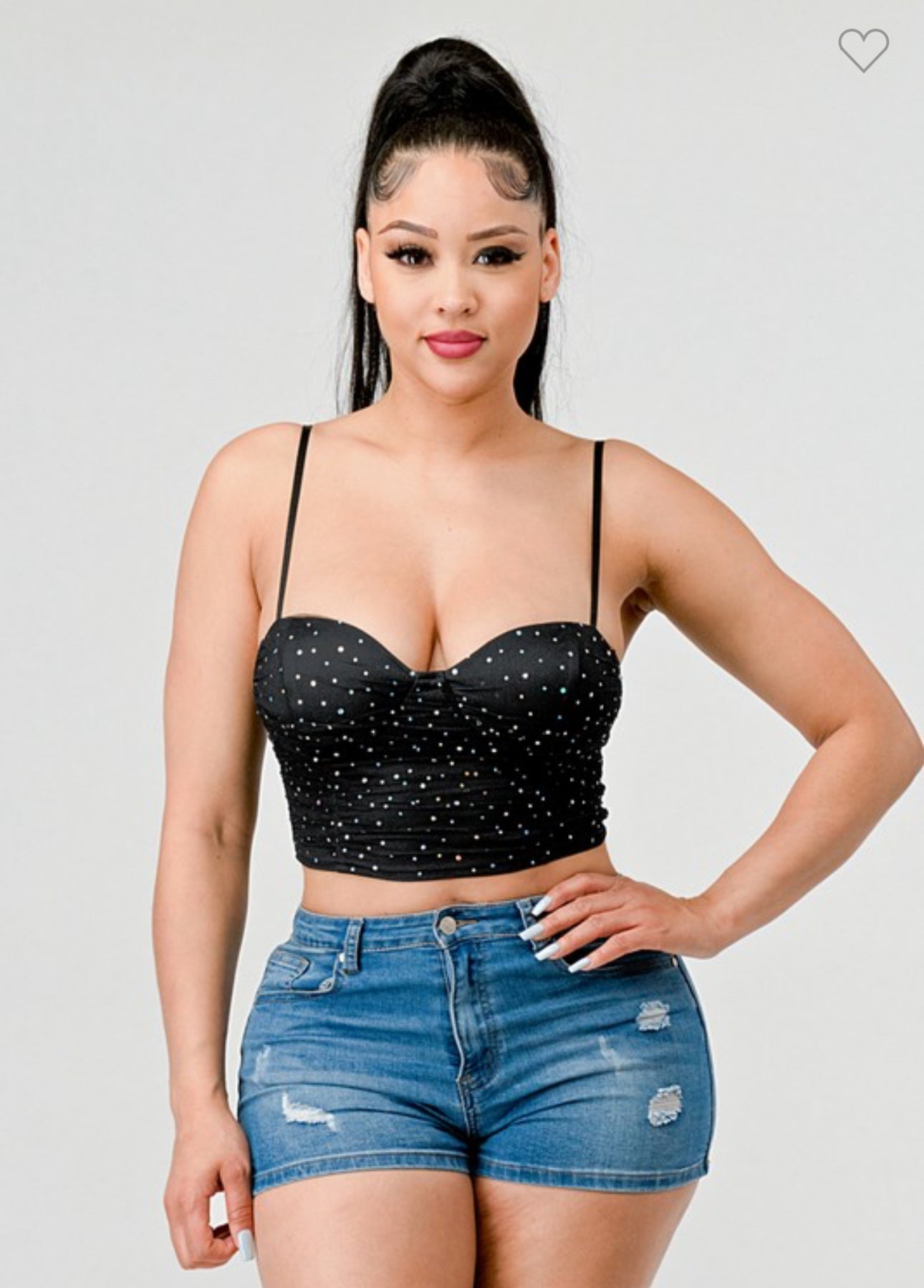 Rhinestone Sweat heart Top