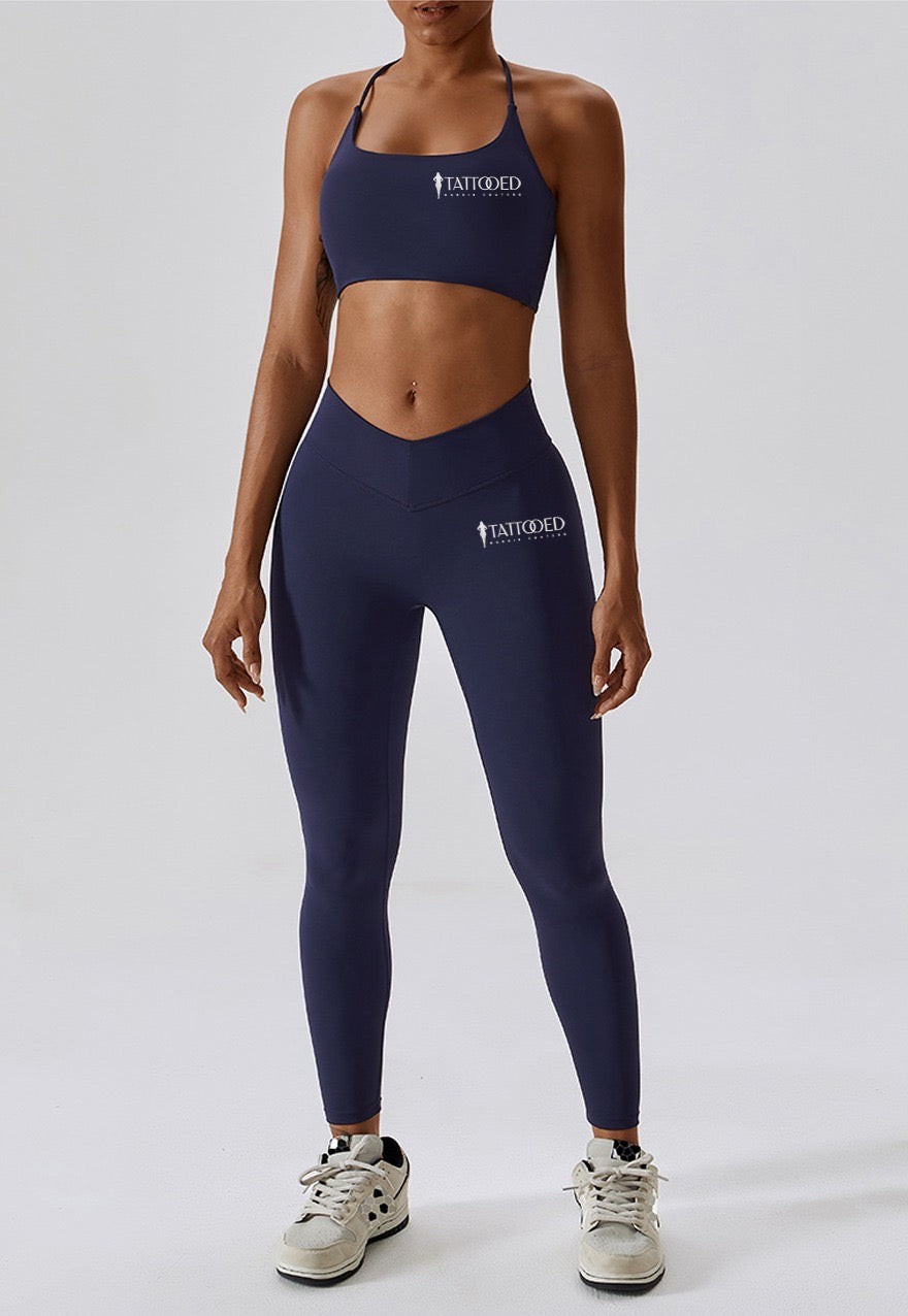 Navy Blue Jazmin Legging and Bra set