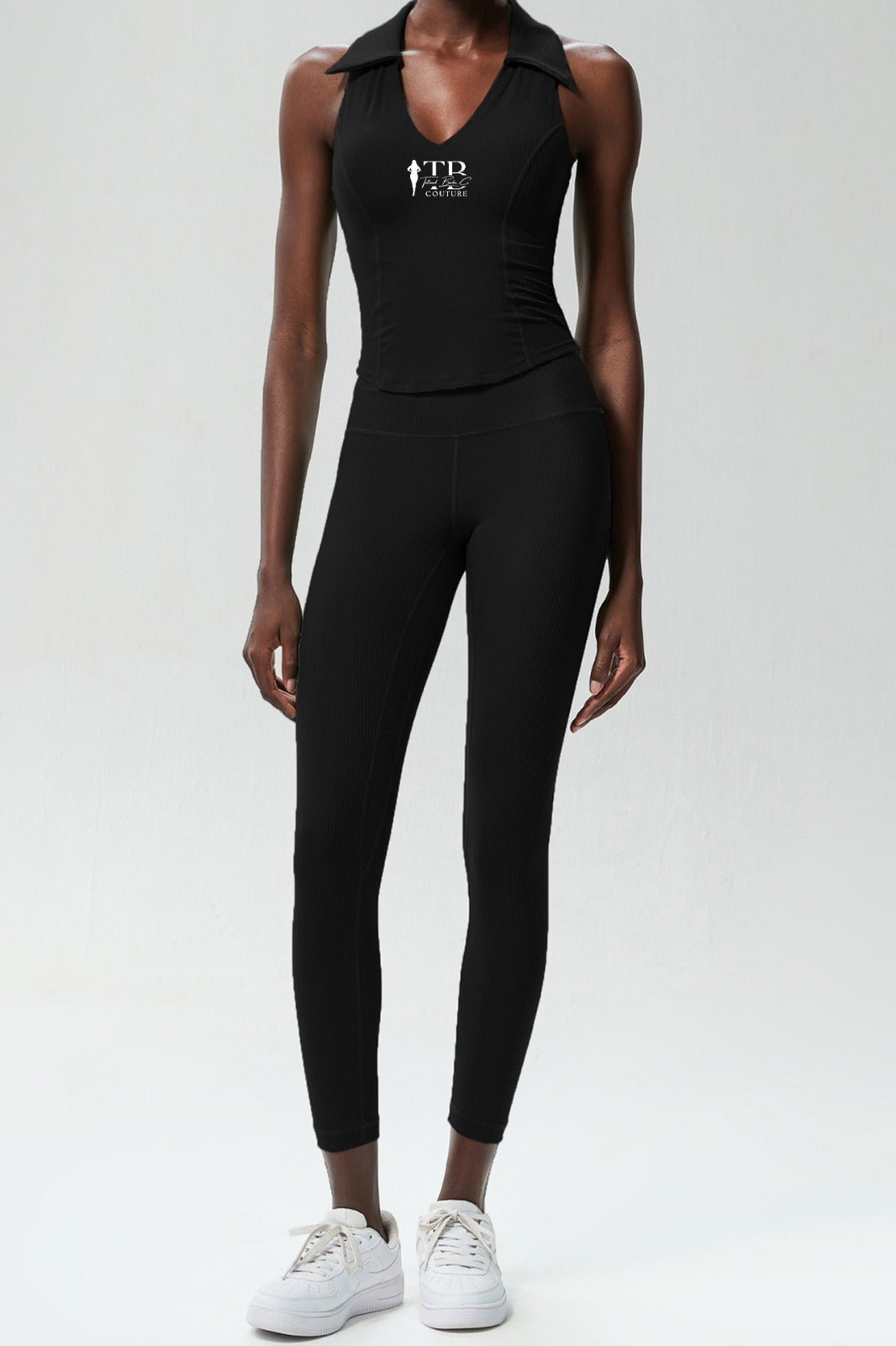 Black Monroe Leggings & Collar Top Set