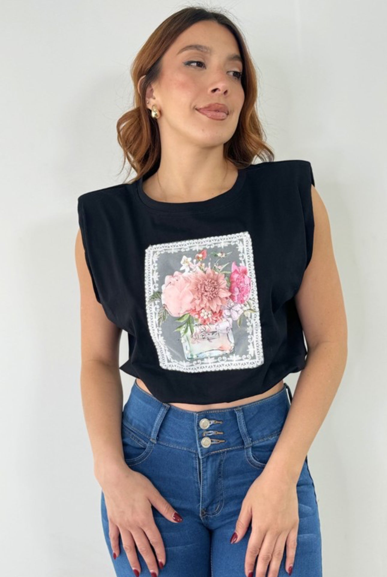 Black Floral Top