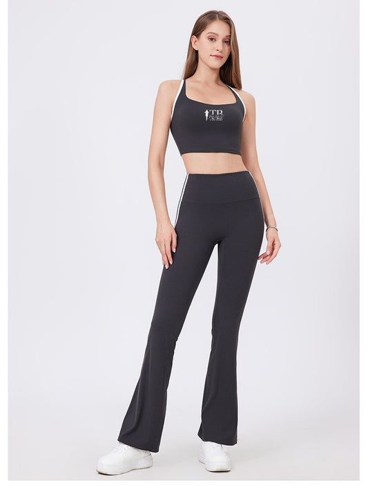 Gray Sporty Spice Sports Bra Top and Flare Legging Set