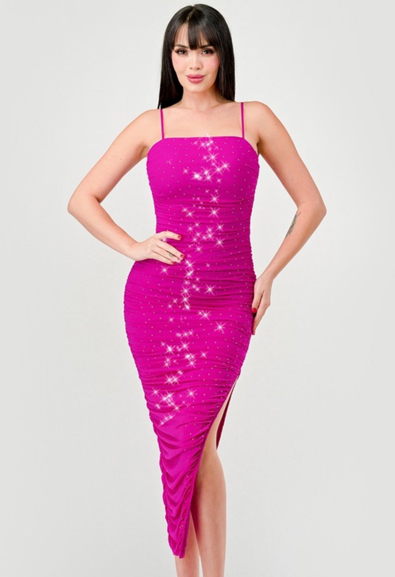 Magenta Rhinestone Luxe Dress